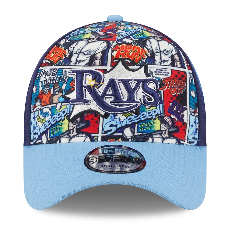 Casquette ajustable New Era bleu marine/bleu clair Tampa Bay Rays 2025 MLB Players' Weekend A-Frame 9FORTY pour jeunes