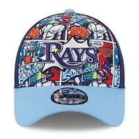 Casquette ajustable New Era bleu marine/bleu clair Tampa Bay Rays 2025 MLB Players' Weekend A-Frame 9FORTY pour jeunes