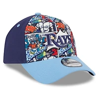 Casquette ajustable New Era bleu marine/bleu clair Tampa Bay Rays 2025 MLB Players' Weekend A-Frame 9FORTY pour jeunes