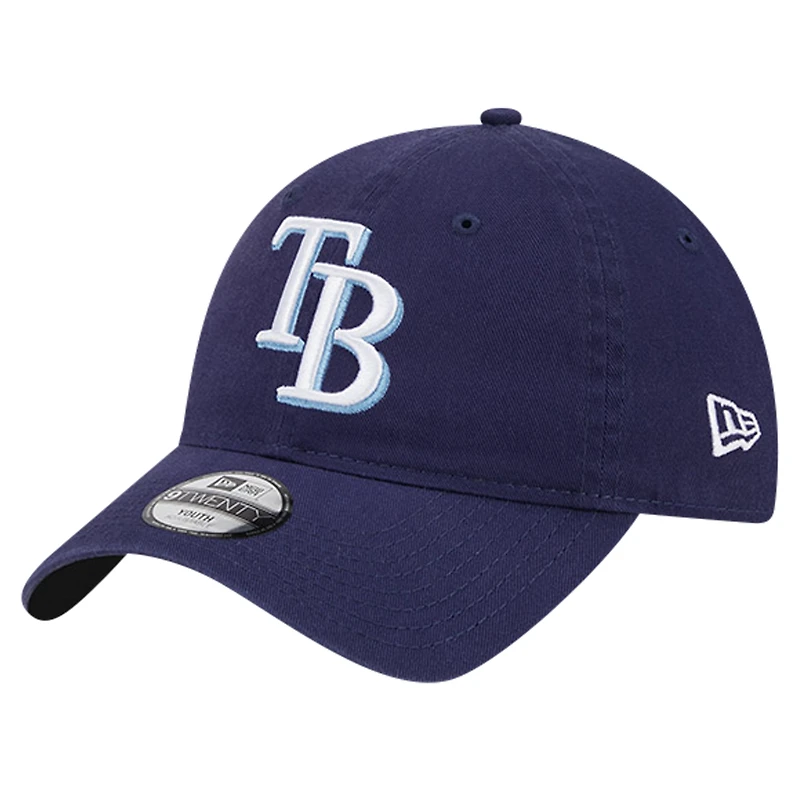 Casquette réglable 9TWENTY couleur équipe Tampa Bay Rays New Era pour jeune, bleu marine
