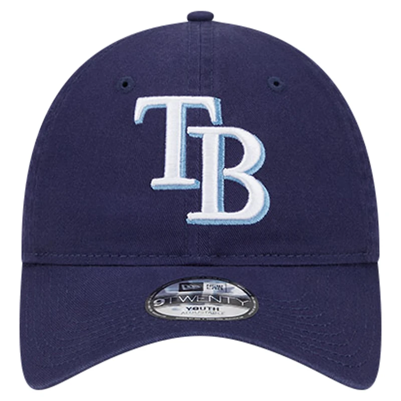 Casquette réglable 9TWENTY couleur équipe Tampa Bay Rays New Era pour jeune, bleu marine