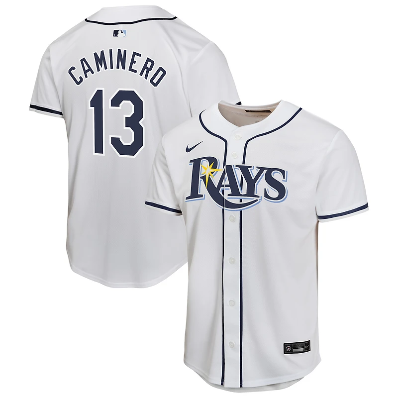 Youth Nike Junior Caminero White Tampa Bay Rays Home Player Game Jersey