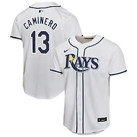 Youth Nike Junior Caminero White Tampa Bay Rays Home Player Game Jersey