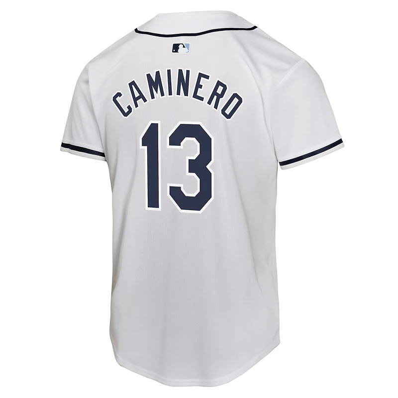 Maillot de match Nike Junior Caminero blanc des Tampa Bay Rays à domicile