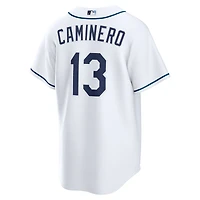 Maillot Nike Junior Caminero blanc pour enfant, réplique domicile des Rays de Tampa Bay