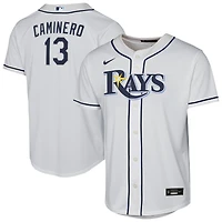 Youth Nike Junior Caminero White Tampa Bay Rays Home Replica Player Jersey