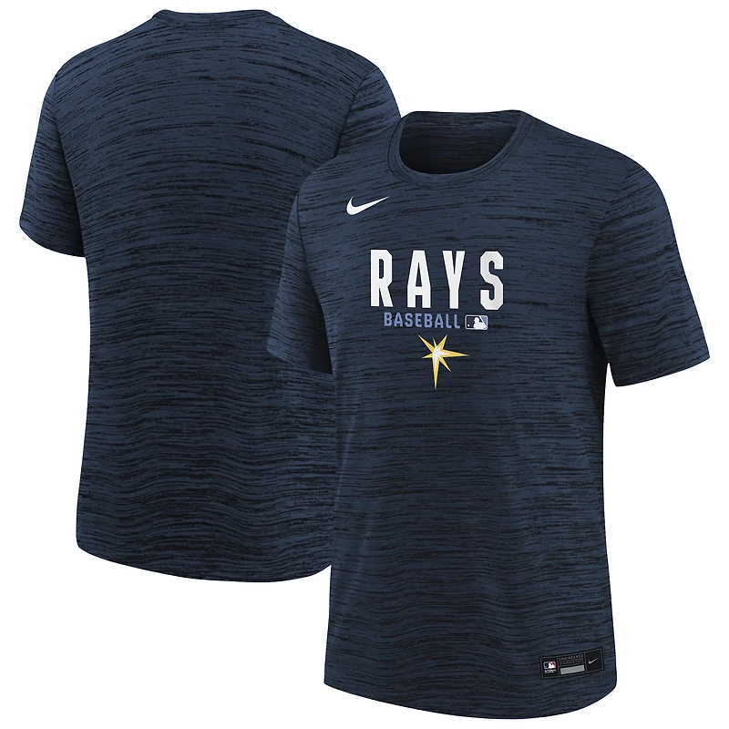 T-shirt Nike Velocity Dri-FIT Authentic Collection pour jeunes, bleu marine, Tampa Bay Rays