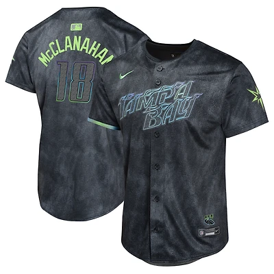 Youth Nike Shane McClanahan Charcoal Tampa Bay Rays 2024 City Connect Limited Player Jersey