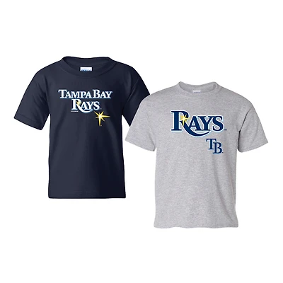 Youth Soft as a Grape  Navy/Heather Gray Tampa Bay Rays 2-Pack Logo T-Shirt Set