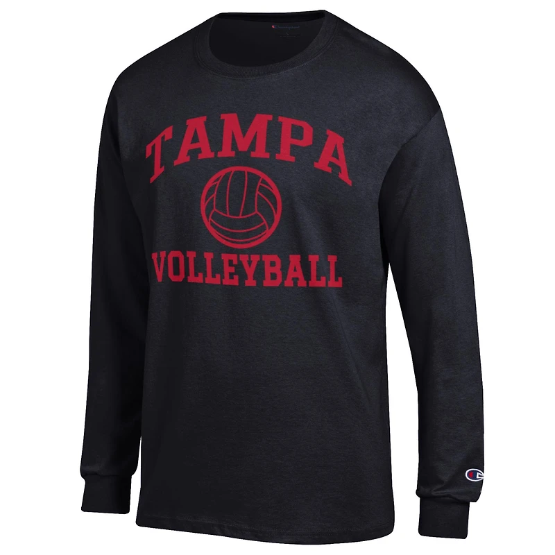 Men's Champion Black Tampa Spartans Stacked Logo Volleyball Jersey Long Sleeve T-Shirt