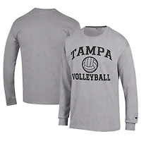 T-shirt à manches longues gris Champion pour homme, maillot de volley-ball logo empilé des Spartans Tampa