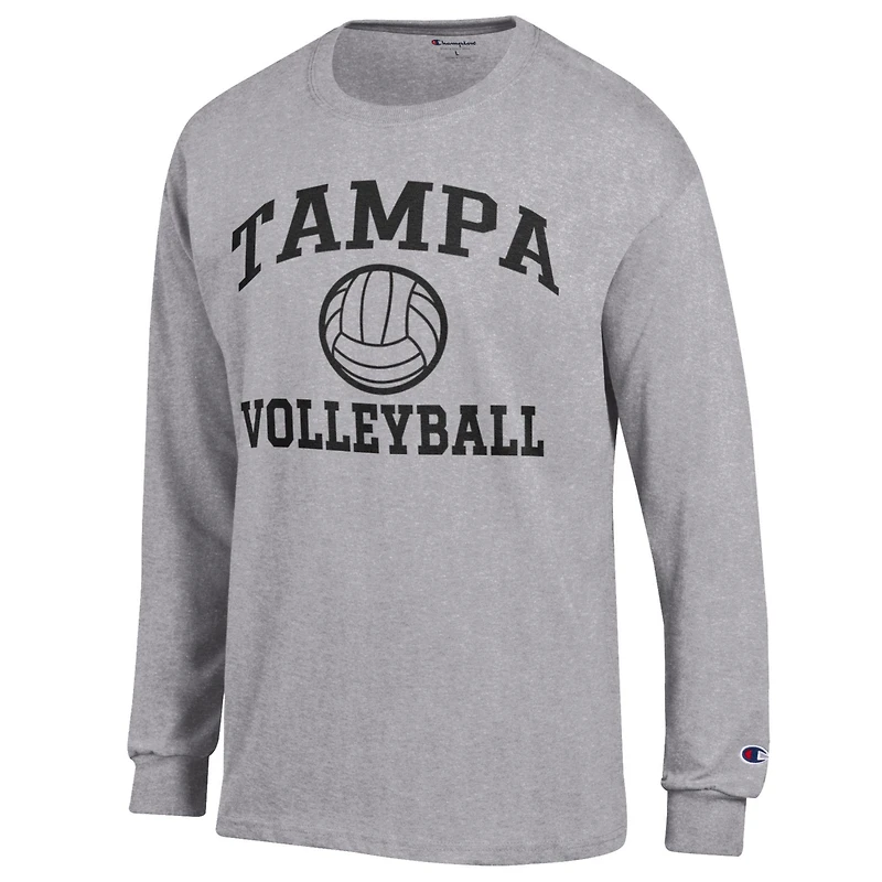 Men's Champion  Gray Tampa Spartans Stacked Logo Volleyball Jersey Long Sleeve T-Shirt