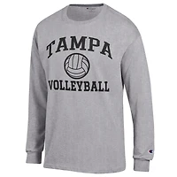 Men's Champion  Gray Tampa Spartans Stacked Logo Volleyball Jersey Long Sleeve T-Shirt