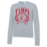 Women's Champion  Heather Gray Tampa Spartans Academic Crest Powerblend Crewneck Sweatshirt