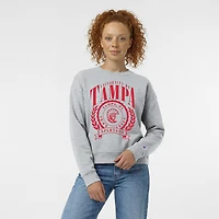 Sweat-shirt à col rond Powerblend gris chiné pour femme, modèle Tampa Spartans Academic Crest, de la marque Champion.