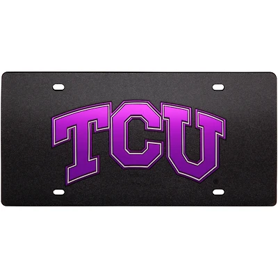 Black TCU Horned Frogs 12" x 6" Glitter Mirror License Plate