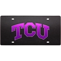 Black TCU Horned Frogs 12" x 6" Glitter Mirror License Plate