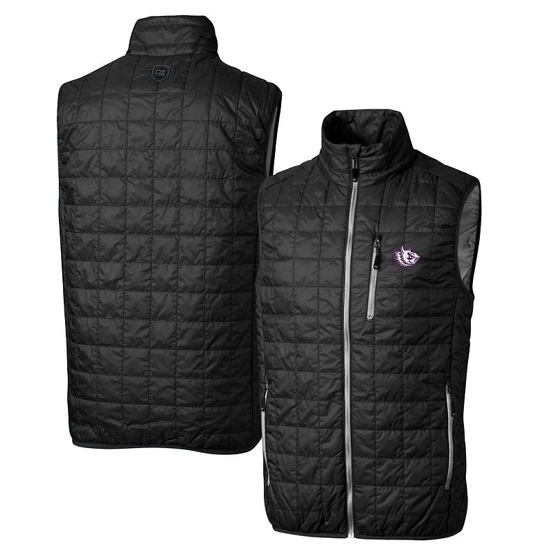 Gilet matelassé isolant entièrement zippé Rainier PrimaLoft Eco avec logo de l'équipe principale des Horned Frogs Cutter & Buck Black TCU