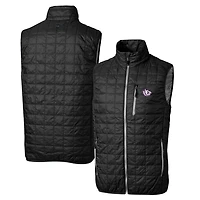 Gilet matelassé isolant entièrement zippé Rainier PrimaLoft Eco avec logo de l'équipe principale des Horned Frogs Cutter & Buck Black TCU