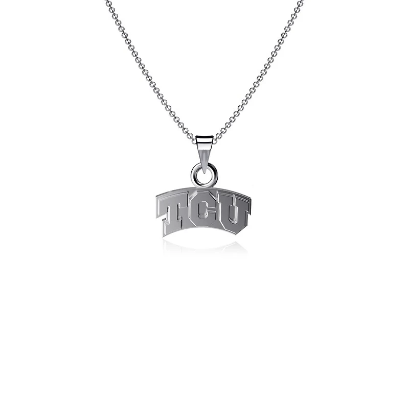 Dayna Designs TCU Horned Frogs Collier avec petit pendentif en argent