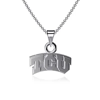 Dayna Designs TCU Horned Frogs Collier avec petit pendentif en argent