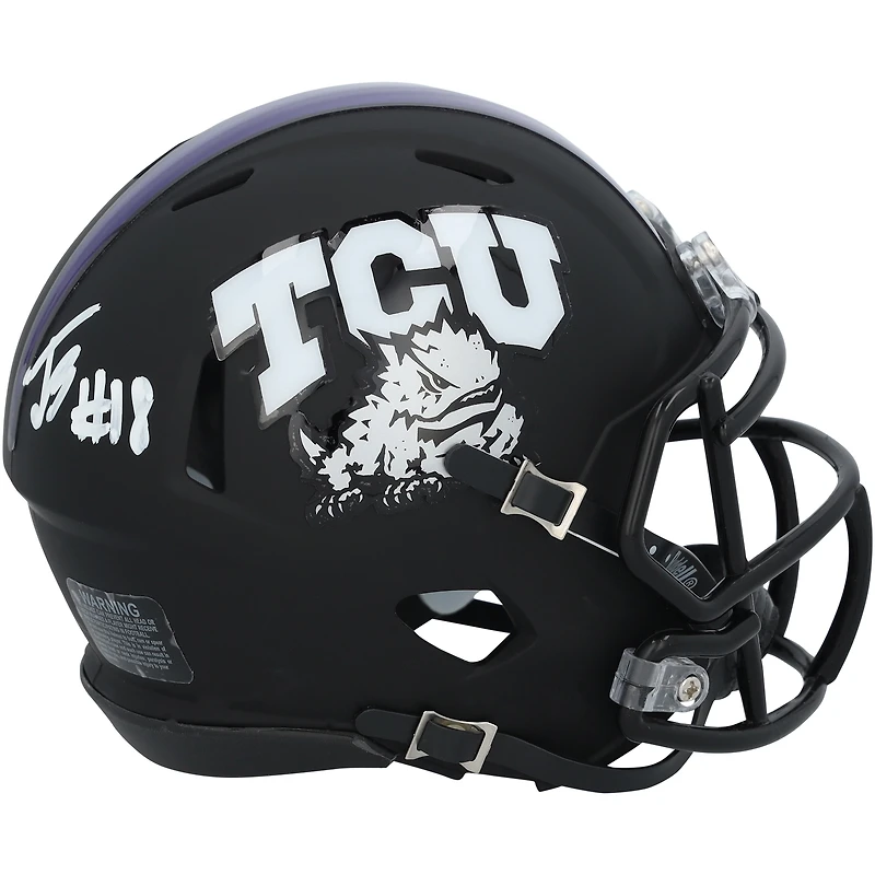 Jack Bech TCU Horned Frogs Autographed Riddell Matte Black Speed Mini Helmet 