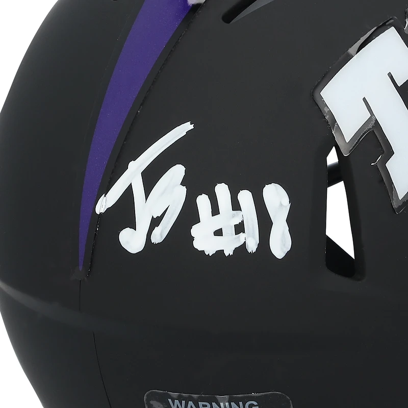 Jack Bech TCU Horned Frogs Autographed Riddell Matte Black Speed Mini Helmet