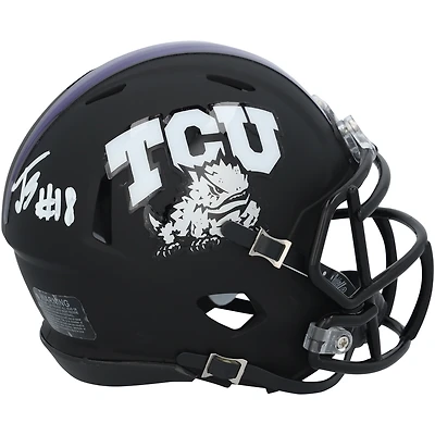Casque Riddell Speed Mini noir mat autographié par Jack Bech TCU Horned Frogs