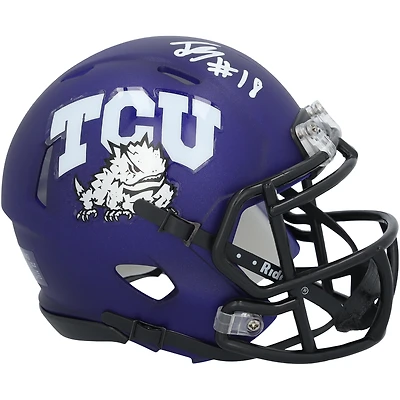 Jack Bech TCU Horned Frogs Autographed Riddell Satin Purple Speed Mini Helmet 