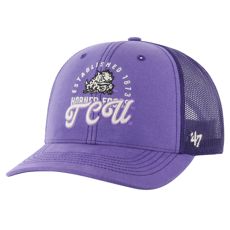 Men's '47 Purple TCU Horned Frogs Pitstop Trucker Adjustable Hat