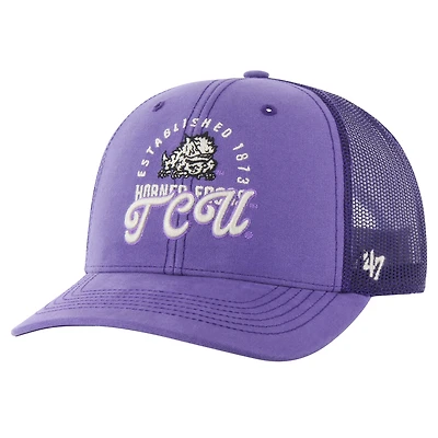 Men's '47 Purple TCU Horned Frogs Pitstop Trucker Adjustable Hat