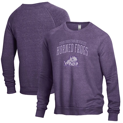 Men's Alternative Apparel Heathered Purple TCU Horned Frogs The Champ Raglan Pullover Sweatshirt