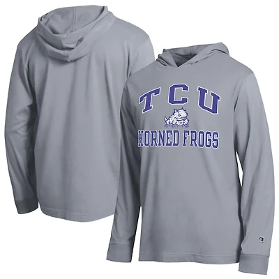 T-shirt à capuche manches longues Champion Heather Gray TCU Horned Frogs High Motor All-Star pour homme