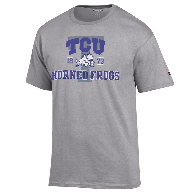 Men's Champion Heather Gray TCU Horned Frogs Varsity T-Shirt