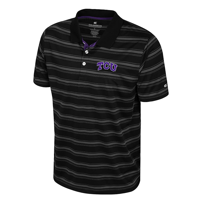 Polo noir Colosseum pour homme, motif Milk Steak, Horned Frogs de TCU