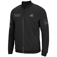 Men's Colosseum Black TCU Horned Frogs OHT Military Appreciation High-Speed Bomber Full-Zip Jacket