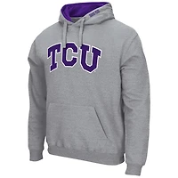 Men's Colosseum Heather Gray TCU Horned Frogs Arch & Logo 3.0 Pullover Hoodie