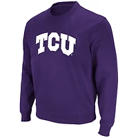 Men's Colosseum Purple TCU Horned Frogs Arch & Logo Tackle Twill Sweatshirt