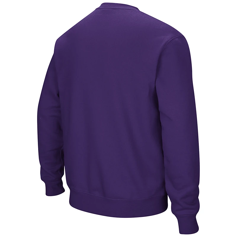 Men's Colosseum Purple TCU Horned Frogs Arch & Logo Tackle Twill Sweatshirt