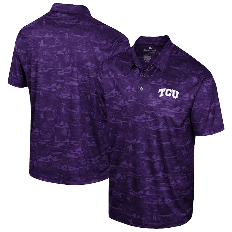 Men's Colosseum Purple TCU Horned Frogs Daly Print Polo