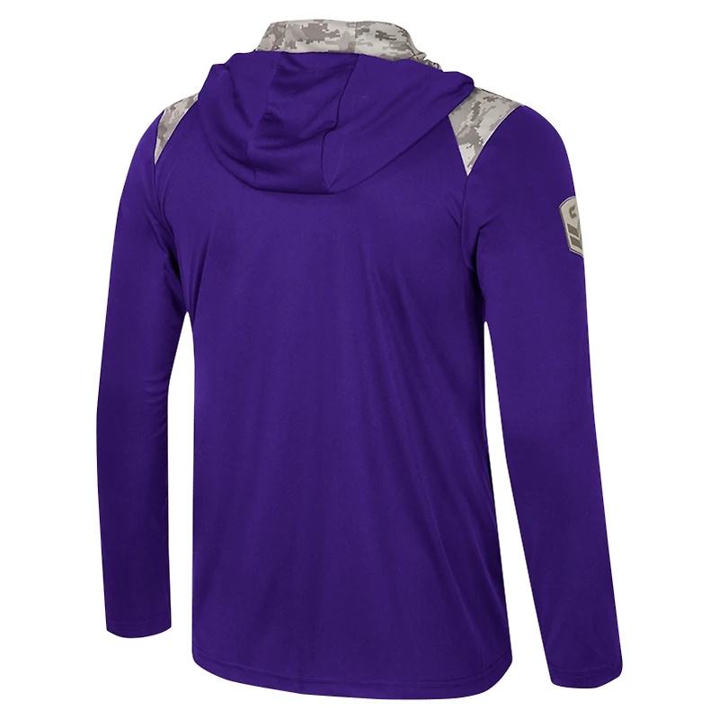 Men's Colosseum Purple TCU Horned Frogs OHT Military Appreciation Quarter-Zip Hoodie Jacket