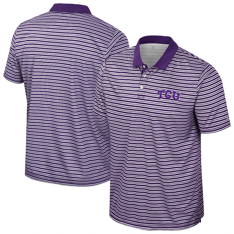 Men's Colosseum Purple TCU Horned Frogs Striped Polo