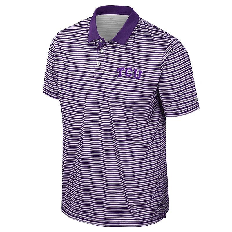 Polo rayé violet Colosseum TCU Horned Frogs pour homme