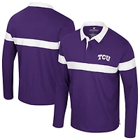 Polo à manches longues pour homme Colosseum Purple TCU Horned Frogs Too Cool For School