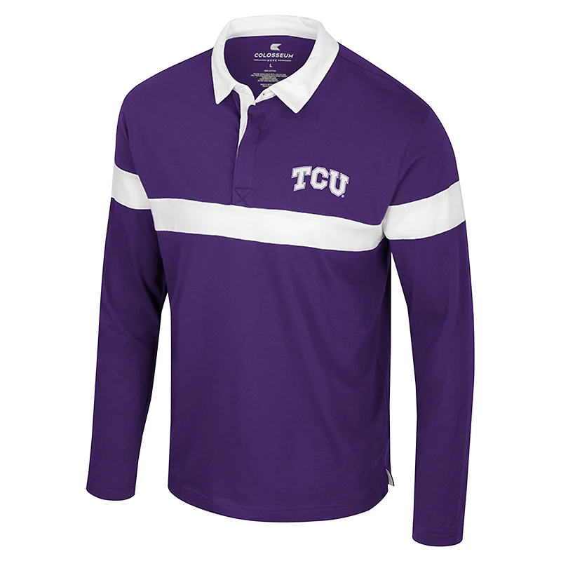 Men's Colosseum Purple TCU Horned Frogs Too Cool For School Long Sleeve Polo