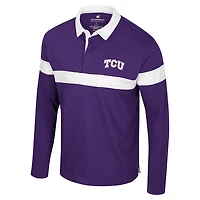 Men's Colosseum  Purple TCU Horned Frogs Too Cool For School Long Sleeve Polo