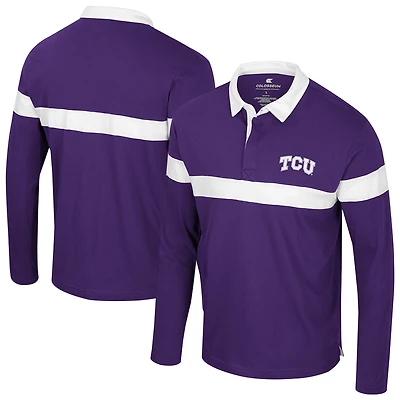 Polo à manches longues pour homme Colosseum Purple TCU Horned Frogs Too Cool For School