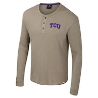 Men's Colosseum  Tan TCU Horned Frogs Great Outdoors Henley Long Sleeve Shirt