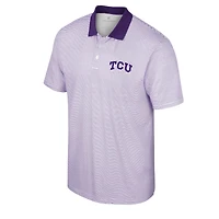 Men's Colosseum White/Purple TCU Horned Frogs Print Stripe Polo
