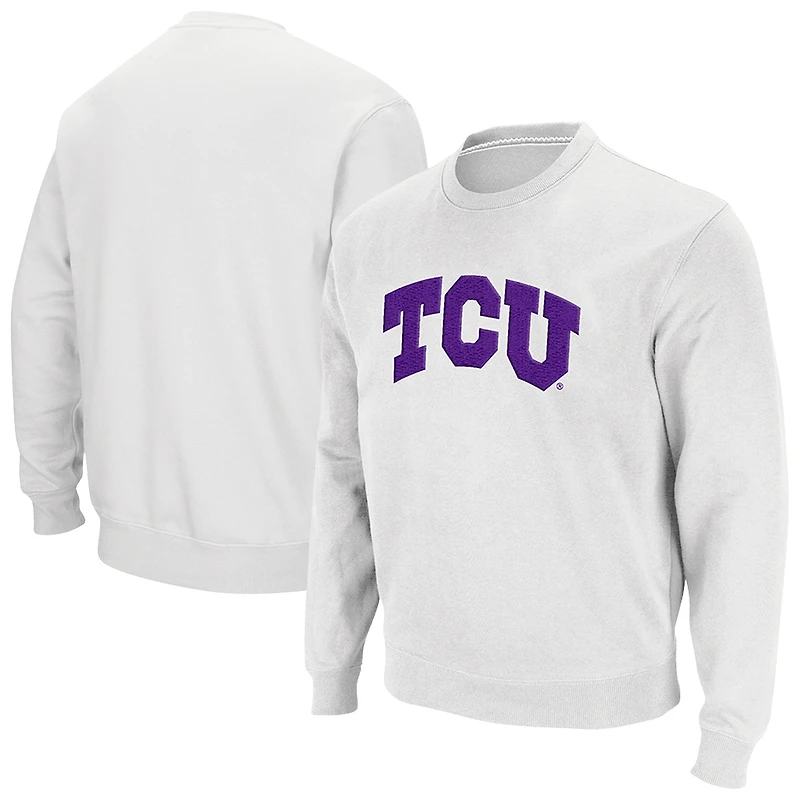 Men's Colosseum TCU Horned Frogs Arch & Logo Tackle Twill Sweatshirt